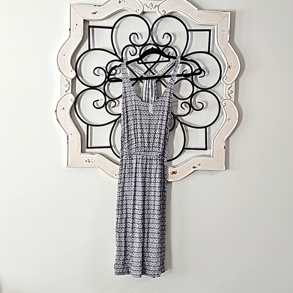 Old Navy Black And White Geometric Print Scoop Neck Racerback Dress Size XS